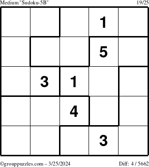 The grouppuzzles.com Medium Sudoku-5B puzzle for Monday March 25, 2024