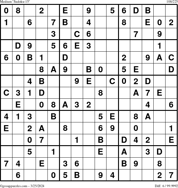 The grouppuzzles.com Medium Sudoku-15 puzzle for Monday March 25, 2024