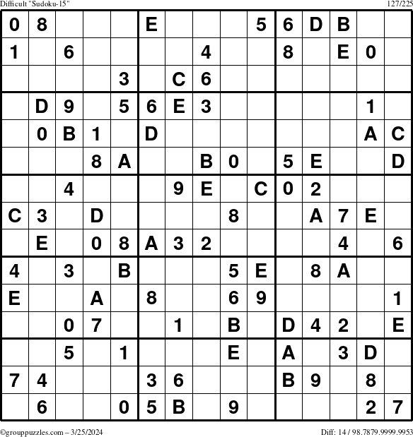 The grouppuzzles.com Difficult Sudoku-15 puzzle for Monday March 25, 2024