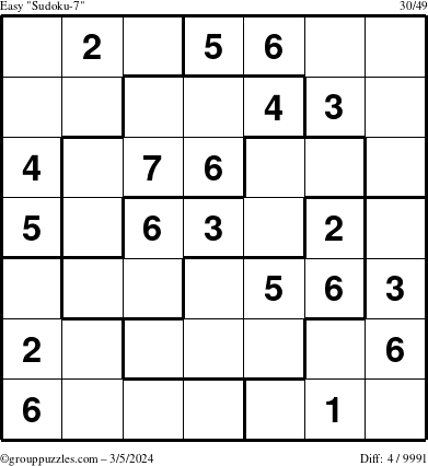 The grouppuzzles.com Easy Sudoku-7 puzzle for Tuesday March 5, 2024