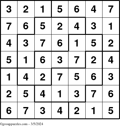 The grouppuzzles.com Answer grid for the Sudoku-7 puzzle for Tuesday March 5, 2024