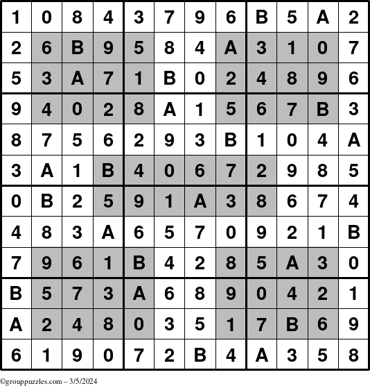 The grouppuzzles.com Answer grid for the HyperSudoku-12 puzzle for Tuesday March 5, 2024