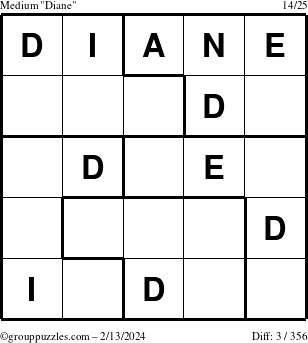 The grouppuzzles.com Medium Diane puzzle for Tuesday February 13, 2024