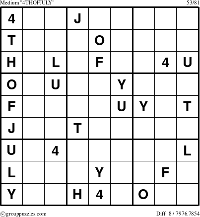 The grouppuzzles.com Medium 4THOFJULY-c1 puzzle for 