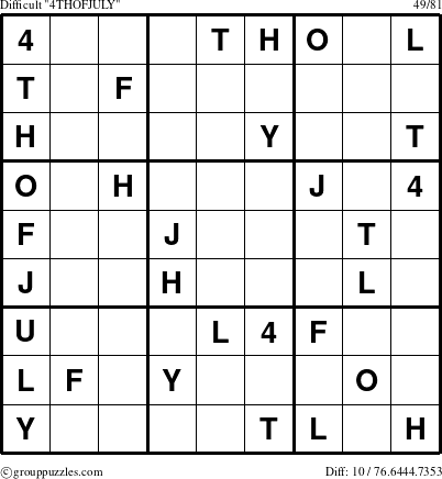 The grouppuzzles.com Difficult 4THOFJULY-c1 puzzle for 