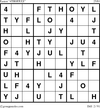 The grouppuzzles.com Easiest 4THOFJULY-c1 puzzle for 