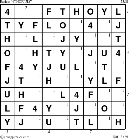 The grouppuzzles.com Easiest 4THOFJULY-c1 puzzle for  with all 2 steps marked