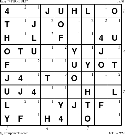 The grouppuzzles.com Easy 4THOFJULY-c1 puzzle for  with all 3 steps marked