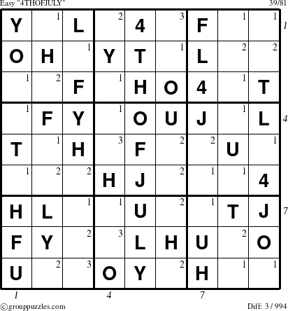 The grouppuzzles.com Easy 4THOFJULY-c5 puzzle for , suitable for printing, with all 3 steps marked