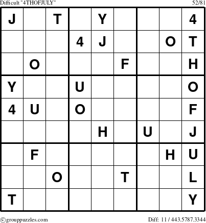 The grouppuzzles.com Difficult 4THOFJULY-c9 puzzle for 