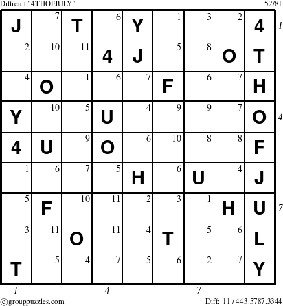 The grouppuzzles.com Difficult 4THOFJULY-c9 puzzle for , suitable for printing, with all 11 steps marked