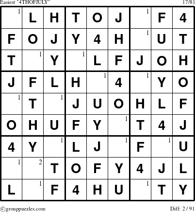 The grouppuzzles.com Easiest 4THOFJULY-c9 puzzle for  with the first 2 steps marked