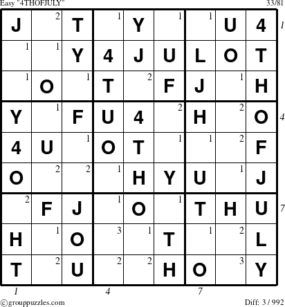 The grouppuzzles.com Easy 4THOFJULY-c9 puzzle for  with all 3 steps marked