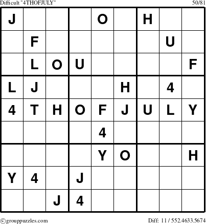 The grouppuzzles.com Difficult 4THOFJULY-r5 puzzle for 