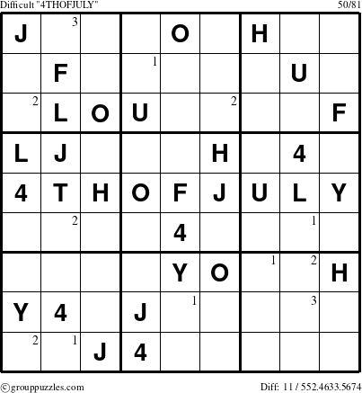 The grouppuzzles.com Difficult 4THOFJULY-r5 puzzle for  with the first 3 steps marked