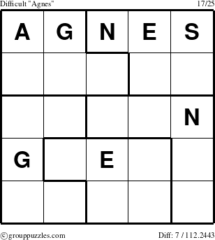 The grouppuzzles.com Difficult Agnes puzzle for 