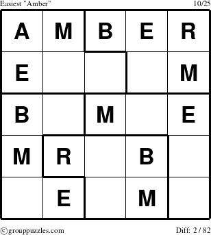 The grouppuzzles.com Easiest Amber puzzle for 