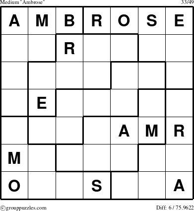 The grouppuzzles.com Medium Ambrose puzzle for 