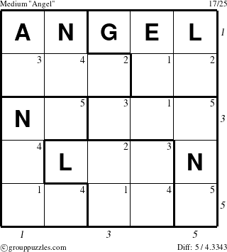 The grouppuzzles.com Medium Angel puzzle for , suitable for printing, with all 5 steps marked