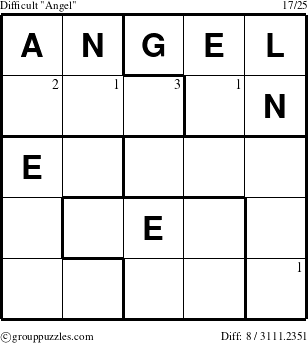 The grouppuzzles.com Difficult Angel puzzle for  with the first 3 steps marked