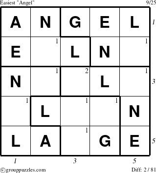 The grouppuzzles.com Easiest Angel puzzle for  with all 2 steps marked