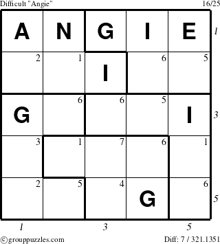 The grouppuzzles.com Difficult Angie puzzle for  with all 7 steps marked