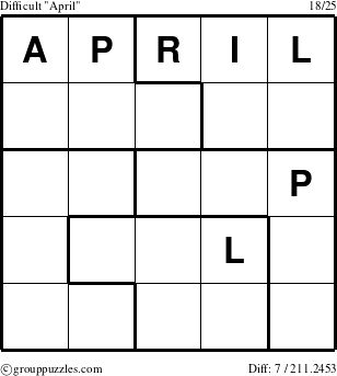 The grouppuzzles.com Difficult April puzzle for 