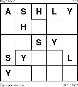 The grouppuzzles.com Easy Ashly puzzle for 