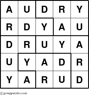 The grouppuzzles.com Answer grid for the Audry puzzle for 
