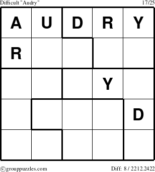 The grouppuzzles.com Difficult Audry puzzle for 