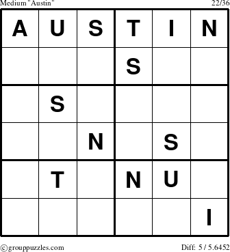 The grouppuzzles.com Medium Austin puzzle for 