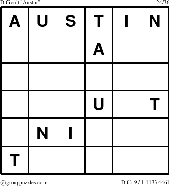 The grouppuzzles.com Difficult Austin puzzle for 