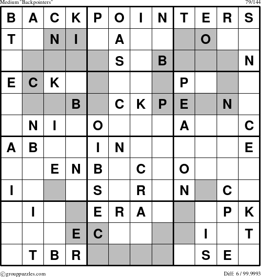 The grouppuzzles.com Medium Backpointers puzzle for 