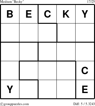 The grouppuzzles.com Medium Becky puzzle for 