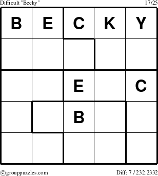 The grouppuzzles.com Difficult Becky puzzle for 