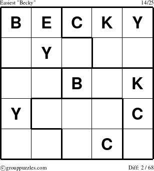 The grouppuzzles.com Easiest Becky puzzle for 