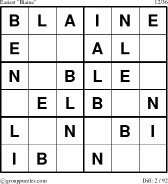 The grouppuzzles.com Easiest Blaine puzzle for 