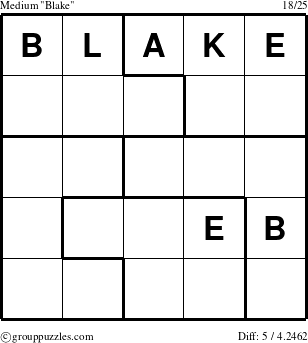 The grouppuzzles.com Medium Blake puzzle for 