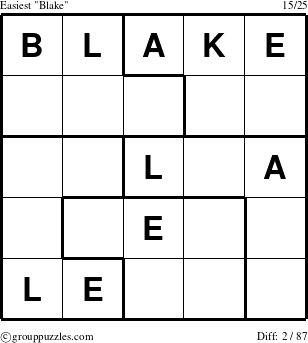 The grouppuzzles.com Easiest Blake puzzle for 