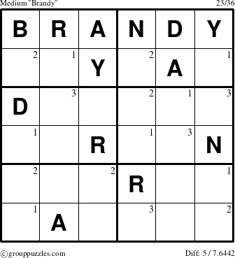 The grouppuzzles.com Medium Brandy puzzle for  with the first 3 steps marked