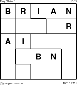 The grouppuzzles.com Easy Brian puzzle for 