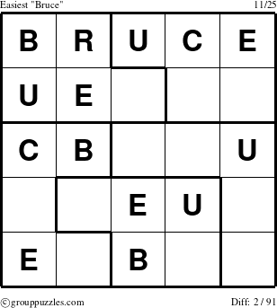 The grouppuzzles.com Easiest Bruce puzzle for 