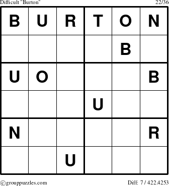 The grouppuzzles.com Difficult Burton puzzle for 