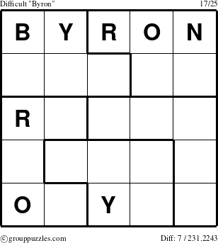 The grouppuzzles.com Difficult Byron puzzle for 