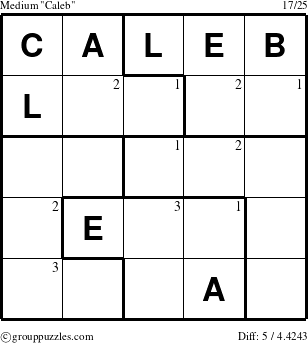 The grouppuzzles.com Medium Caleb puzzle for  with the first 3 steps marked