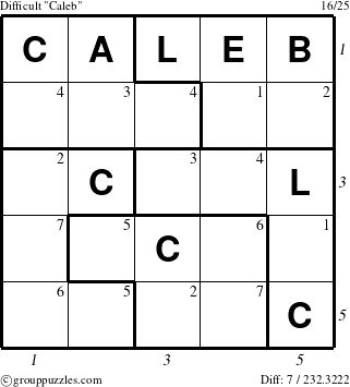 The grouppuzzles.com Difficult Caleb puzzle for  with all 7 steps marked
