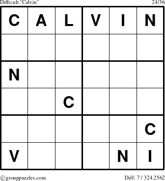 The grouppuzzles.com Difficult Calvin puzzle for 
