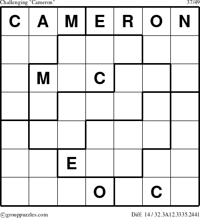 The grouppuzzles.com Challenging Cameron puzzle for 