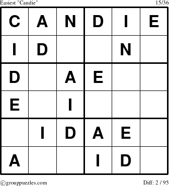 The grouppuzzles.com Easiest Candie puzzle for 