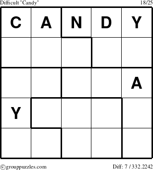 The grouppuzzles.com Difficult Candy puzzle for 
